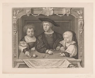 Portrét van Dorothea, Johan a Christina van Denemarken Tři děti K. Jindřicha VII. a Alžběty jeho královny. I. princ Artuš, II. Pr. Jindřich, III. Ps. Margaret (titul na objektu) Portretten van de Tudors (název série) Historické portréty (série
