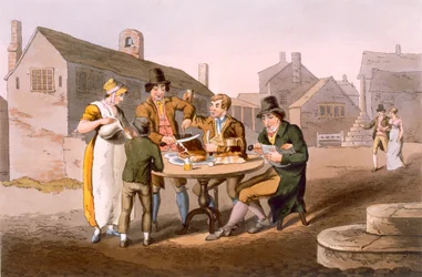 Svatojánská noc, z ‚Costume of Yorkshire‘ vyrytý Robertem Havellem (1769-1832) 1814