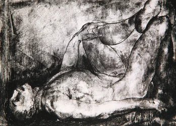 Muž na zádech, nahý, kolem roku 1916
