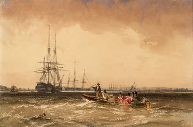 Na Medwayi (Námořní pěchota vyjíždí na loď Indiaman, Northfleet)
