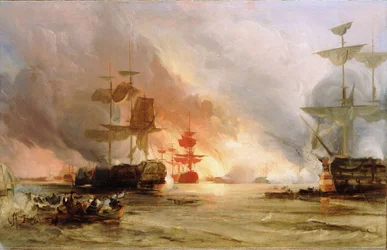Bombardování Alžíru, 27. srpna 1816, cca 1836 (olejomalba)