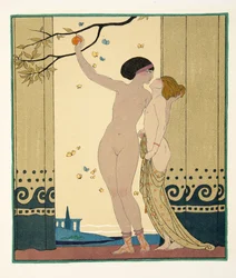 Rada, ilustrace z Les Chansons de Bilitis, Pierre Louys, hospoda. 1922 (tisk šablony)