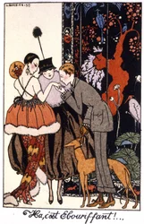 ruční líbání, noc elegance v Paříži, rytina 1917