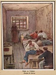 V Čece; z knihy Histoire des Soviets, vyd. 1922 (barevná litografie)