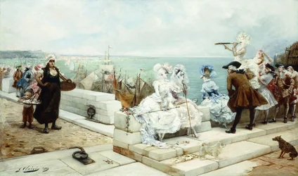 Elegantní postavy sledující regatu, 1889