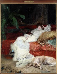 Portrét herečky Henriette Rosine Bernard, zvané Sarah Bernhardt (1844-1923), od Georgese Julese Victora Clairina (1843-1919)