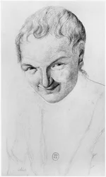 Idiot, ilustrace z nepublikovaného pojednání Jean Etienne Dominique Esquirol (1772-1840) o šílencích z blázince Salpetriere, kolem roku 1818
