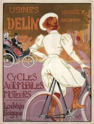 Delin cykluje automobily a motorky. 1898