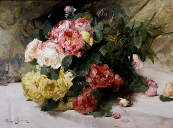 Kytice růží. Obraz Georgese Jeannina (1841-1925) Soukromá sbírka.