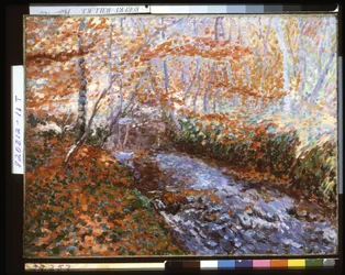 Briante River (lesní interiér na podzim) (olej na plátně)
