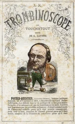 Augustin POUYER-QUERTIER (POUYER QUERTIER) (1820-1891), ilustrace z "Le Trombinoscope", satirického politického časopisu Leona-Charlese Bienvenua, známého jako Touchatout (1835-1910), monografie č. 17, Imprimerie Vallee, Paříž,1872