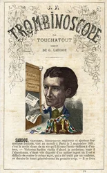 Victorien SARDOU (1831-1908) - ilustrace z "Le Trombinoscope", satirického politického časopisu Leona-Charlese Bienvenua, známého jako Touchatout (1835-1910) monografie č. 24, Paříž