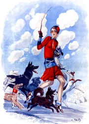 Jarní rošťák, maminčina holčička v nebezpečí - ilustrace z časopisu la Vie Parisienne