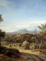 Country scéna. Detail vlevo. Obraz Georges Prieur (19. století)