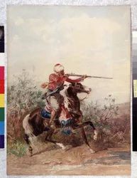 Orientalismus: “”Jezdec táhne koně”” Malba Georgese Washingtona (1827-1910) Povinná zmínka: Fondace sbírky se týká de Provence, Marseille