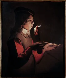 Obraz mladého kuřáka od Georgese de La Tour (1593-1652)