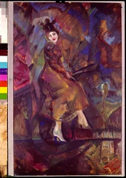 Portrét Panny Paskevich. Dílo Georgiho Bogdanoviče Jakulova (1884-1928), tempera na kartonu, ruské umění, futurismus. Arménská národní galerie, Jerevan (Arménie).