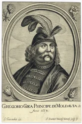 Grigore I Ghica (Ghika) (1628-1675), princ z Valašska par Bouttats, Gerard (asi 1630-po 1668). Mědirytina, ca 1664, soukromá sbírka