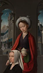 Detail vnějšího panelu Křest Krista, cca 1502-08 (olej na panelu)