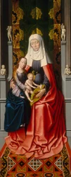 Oltářní obraz svaté Anny: Anny s Pannou Marií a dítětem [prostřední deska], asi 1500-1520 (olej na desce)