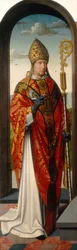 Oltářní obraz svaté Anny: Mikuláše [levý panel], asi 1500-1520 (olej na desce)