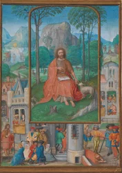 Rukopisná iluminace s výjevy ze života sv. Jana Křtitele, ca. 1515.