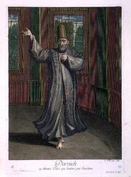 Dervish neboli turecký mnich vířící v oddanosti