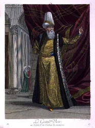 Velký vezír ve slavnostním rouchu a turbanu