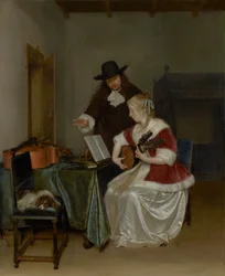Hodina hudby, asi 1668 (olej na plátně)