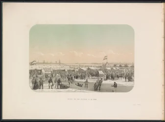 Ledová zábava na Maas v Rotterdamu, pohled z pevnosti, 1855 Pohled na pevnost na Maas (název na objektu) Ledová zábava na Maas v Rotterdamu v únoru 1855 s titulky (název série na objektu)