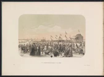 Bruslení na Maas v Rotterdamu, 1855 Kluziště na Maas (název na objektu) Ledová zábava na Maas v Rotterdamu v únoru 1855 s titulky (název série na objektu)