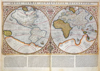 Mapa světa se dvěma polokoulemi, 1587