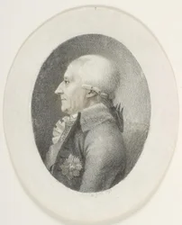 Portrét A.P. Bernstorff, hrabě, předseda vlády (1735-1797). Obrázek poprsí. Profil vlevo