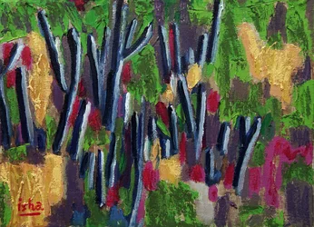 Jarní saguáry, 2018 (olej na plátně)