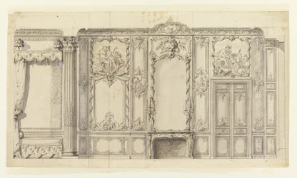 Výška stěny v ložnici prince de Rohan, Hôtel de Soubise, Paříž