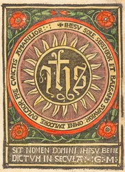Monogram JHS v planoucím kruhu