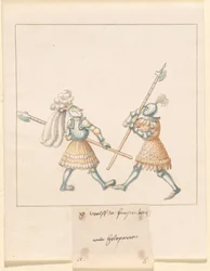 Freydal, Kniha klání a turnaj císaře Maxmiliána I.: Pěší boje (Třety) (III. díl): G. Wolf von Fürstenberg mit Heleparten, deska 141