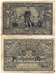 Bankovka pětisetmarků, 1922 (pravé a zadní)