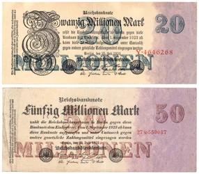 Dvacet a padesát milionů markových bankovek, 1923