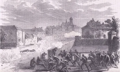 Útok na Le Bourget, Cassells Historie války mezi Francií a Německem vydaná Cassell and Company Limited, kolem roku 1890 (litho)