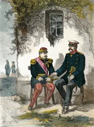 Bismarck hovoří s Napoleonem III po jeho zajetí v bitvě u Sedanu, 2. září
