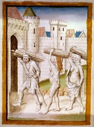 Bucheronská miniatura převzatá z německého překladu bajek „Kalila (Calila) a Dimna“ od Bidpaie. Chantilly z 15. století, Musee Conde