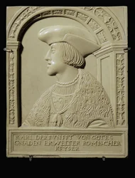 Busta císaře Karla V. v mládí, po roce 1520 ... (vápenec)