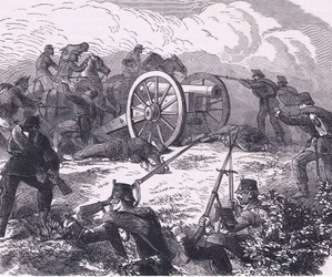 Zajetí polního děla, Cassells Historie války mezi Francií a Německem vydaná Cassell and Company Limited, kolem roku 1890 (litho)
