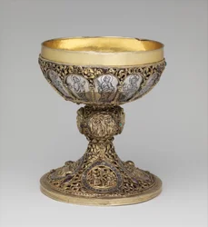 Kalich, cca 1230-50 (stříbro, zlacené stříbro, niello a drahokamy)