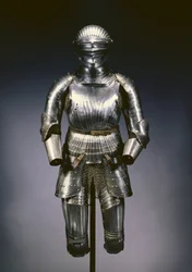 Uzavírací helma a částečná zbroj v maxmiliánském stylu, Norimberk, kolem 1525
