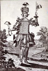 Kostým pro klempíře, hospodu. od Gerarda Valcka (1651/2-1726) kolem 1690 (rytina)