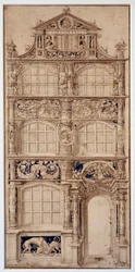 Výzdoba fasády domu od Hanse Holbeina Le Jeune (1497-1543) (Ec. All.) Rozm. 0,58 x 0,27 m Paříž. muzeum Louvre