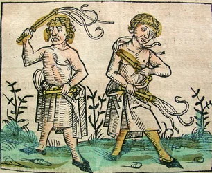 Flagellants, publikované v Norimberské kronice, 1493