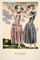 "Flieder", reklama na oděvy M. Gerstela, z časopisu Styl, vyd. 1922 (pochoárový tisk)